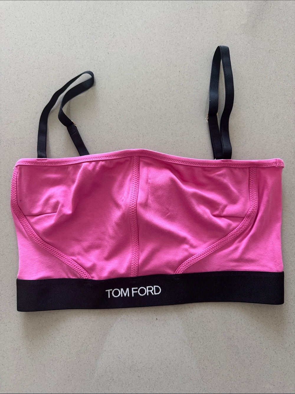 Tom Ford Hot Pink and Black Logo Crop Top